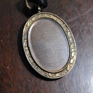 Antique Two-sided Victorian Mourning Pendant with Engine Turned Design & Hair